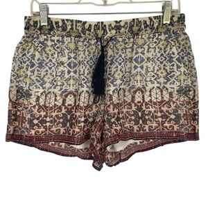 Joie Batik Print 100% Silk Lined Boho Shorts Women’s Small Drawstring